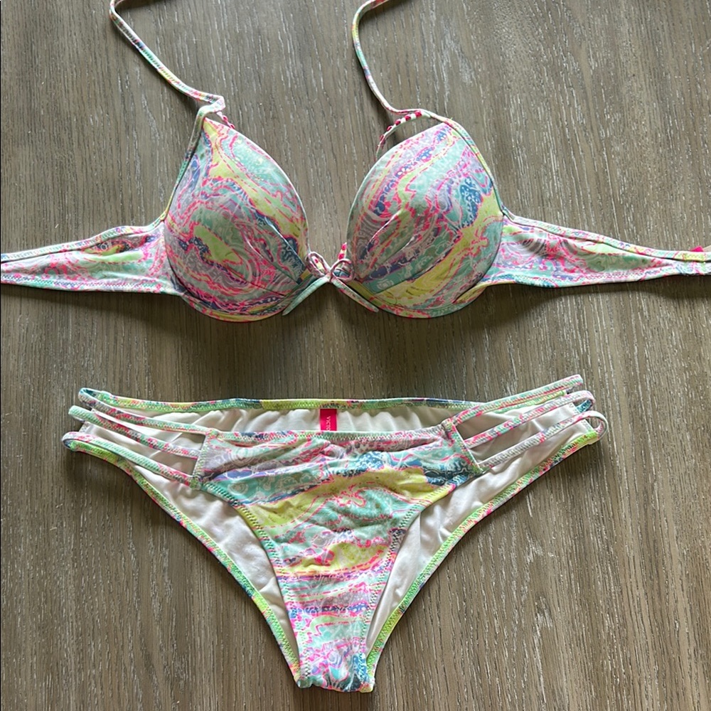 Victoria's Secret Pink and Yellow Bikini Push-Up Style